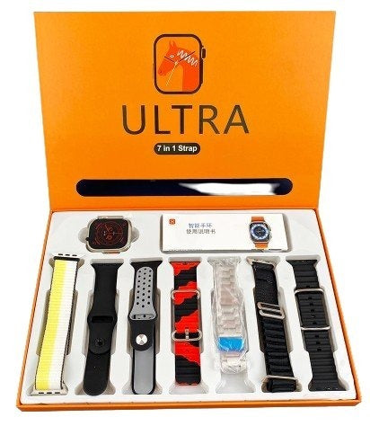 7-in-1 Ultra Smart Watch – Advanced Multi-feature Fitness Tracker With Heart Rate Monitor, Sleep Tracking, Bluetooth Calling, Sports Modes & More Random Color Straps