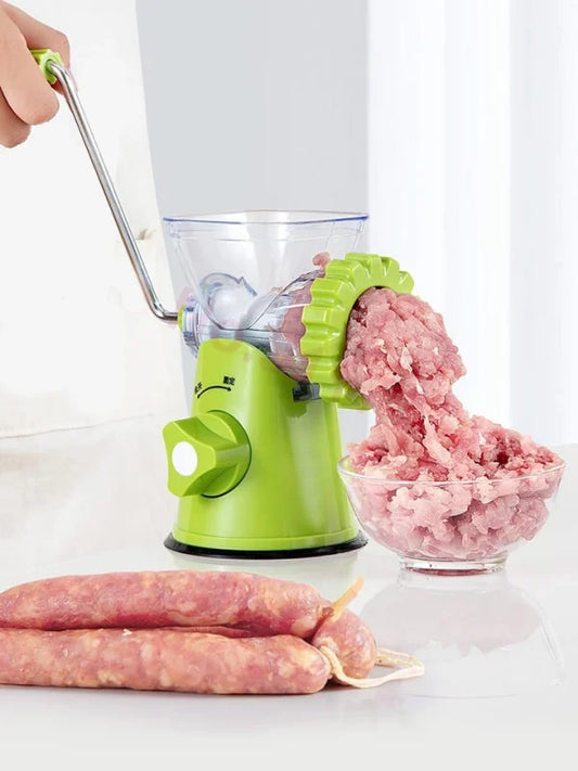 Manual Sausage Machine Hand Crank Meat Mincer, Household Meat Pounder Tool, Kitchen Meat Grinder Enema Maker, Silver Aluminum